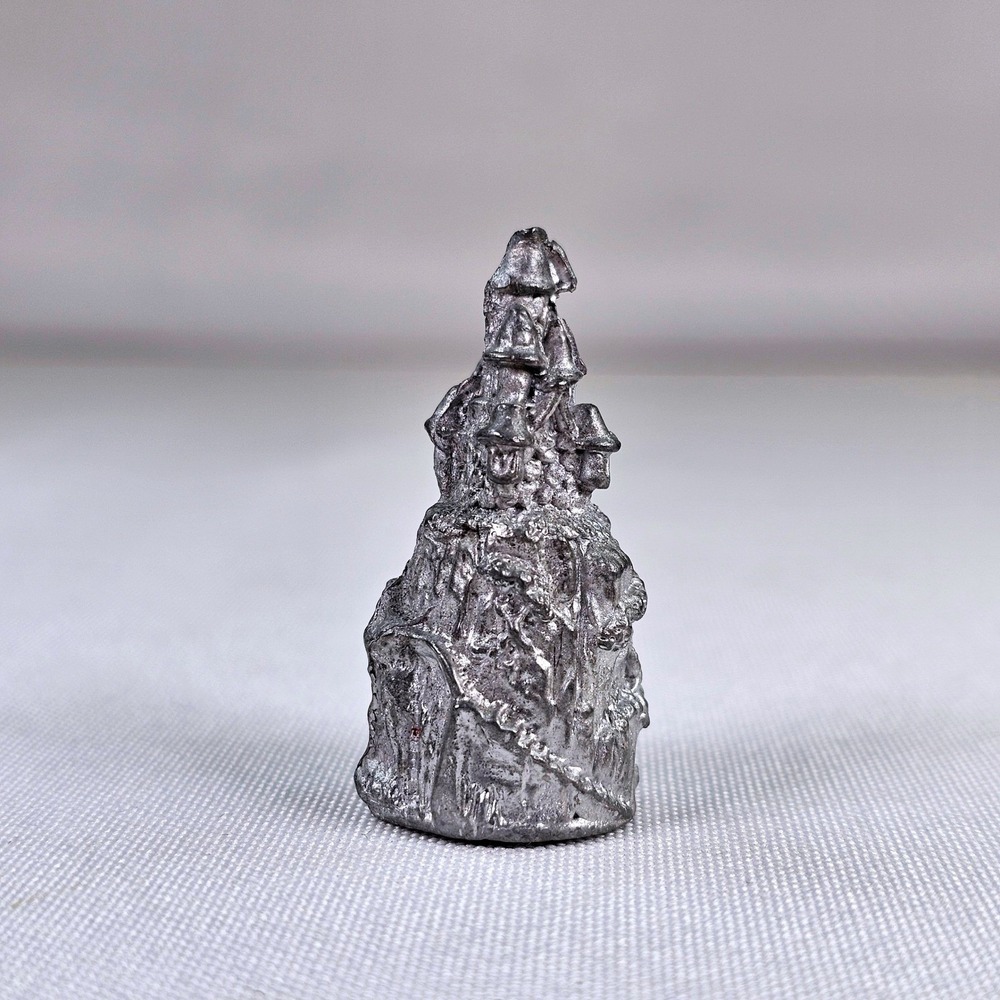 Vintage Pewter Miniature Castle Mountain Thimble Figurine Silver Tone 1.5 Inch